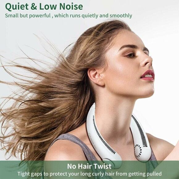 Portable Bladeless Personal Neck Cooler Rechargeable Neck Hanging Fan White New - Picture 5 of 9